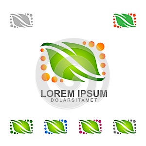 Abstract Natural Green Tree Logo with Ecology Leaf Template