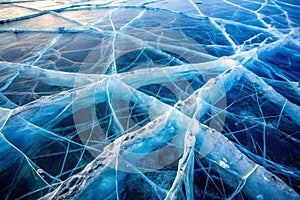 Abstract Natural Ice Texture with Cracks and Scratches