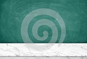 Abstract Natural texture marble floor on black board backdrop : Top view of marble table for graphic education stand, interior