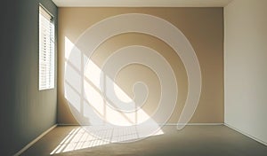 Abstract of natural window shadow overlay in modern empty room interior design background