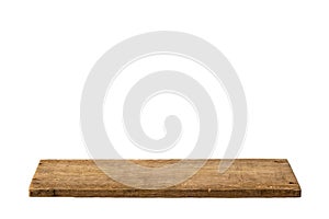 Abstract Natural wood table texture isolated on white background : Top view of plank wood for graphic