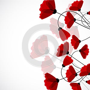 Abstract nature background. Red poppy flowers.