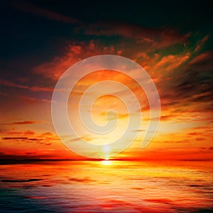 Abstract nature background with sea sunset and clouds