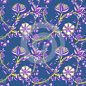 Abstract nature flower seamless pattern. Ethnic ornament, floral print, textile fabric, botanical