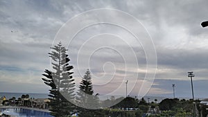 Abstract Nature Landscape Background. A Dark Cloud With A Thunderstorm In The Sky