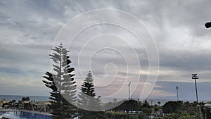 Abstract Nature Landscape Background. A Dark Cloud With A Thunderstorm In The Sky