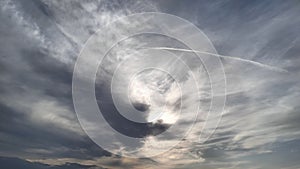 Abstract Nature Landscape Background. A Dark Cloud With A Thunderstorm In The Sky