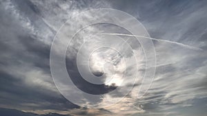 Abstract Nature Landscape Background. A Dark Cloud With A Thunderstorm In The Sky