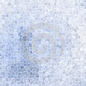 Nature marble plastic stony mosaic tiles texture background with white grout - light snow baby blue colors