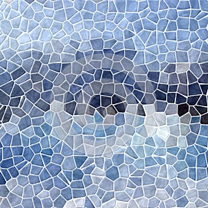 Nature marble plastic stony mosaic tiles texture background with white grout - light snow blue colors