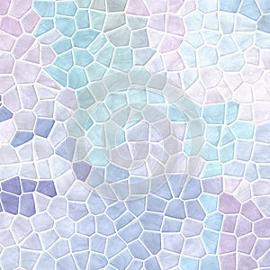 Nature marble plastic stony mosaic tiles texture background with white grout - soft light pastel blue, purple and violet