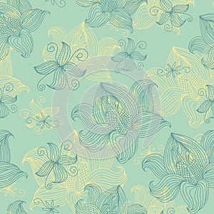 Abstract Nature Pattern with flowers.