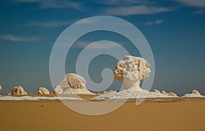 Abstract nature sculptures in White desert, Sahara Egypt