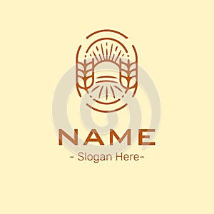abstract nature sign design elegant, premium royal logo bakery, agroculture, grain, millet, field, flour gold ear