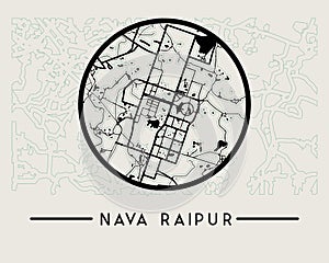 Abstract Nava Raipur City Map - Illustration