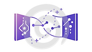 Abstract navigation map for complex data pathways, vector design Generative AI