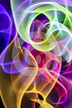 Abstract Neon 80s Style Lines and Swirls For Retro Background Cosmos Rave