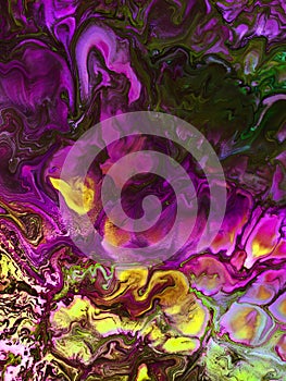 Abstract neon art painting, creative hand painted background, acrylic painting on canvas, marble texture, liquid artwork