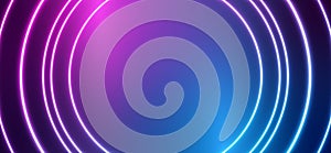 Abstract neon background, blue-pink gradient circle tunnel.