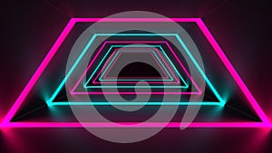 Abstract neon background. Cyberpunk neon tunnel. Sci-Fi way. 3D-rendering.