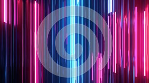 An abstract neon background with glowing pink blue vertical lines. Digital wallpaper in 3D