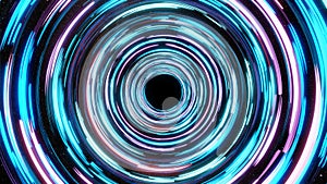 Abstract neon background. Glowing spiral with starfield