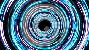 Abstract neon background. Glowing spiral with starfield