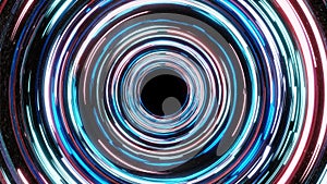 Abstract neon background. Glowing spiral with starfield