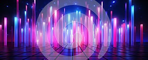 Abstract neon background with glowing vertical lines