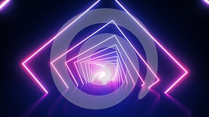 Abstract neon background. ultraviolet backdrop with bright glowing tunnel