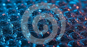 Abstract neon blue crystalline surface texture
