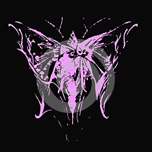 Abstract neon butterfly, logo, vector