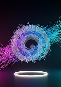 Abstract Neon Circle with Dynamic Light Trails