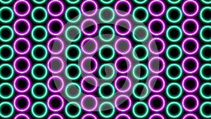 Abstract neon circles are going. Colorful led rounds background