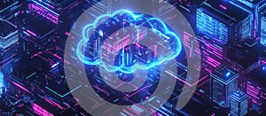 Abstract Neon Cloud Server Architecture