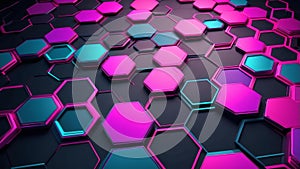 abstract neon colors with hexagon patterns for backgro ai generated