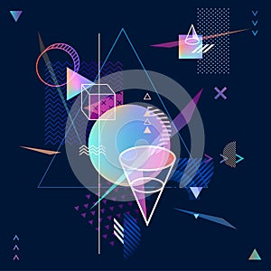 Abstract neon geometric composition