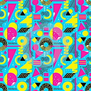 Abstract Neon Geometric Pattern with Triangles & Circles - Ideal for Clothing, Home Decor, and Accessories photo