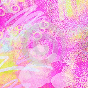 Abstract Neon geometrical 80s and 90s hand draw glamour pattern with neons colors. Neon Watercolor brush paint glam