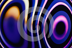 Abstract neon glowing warped rings