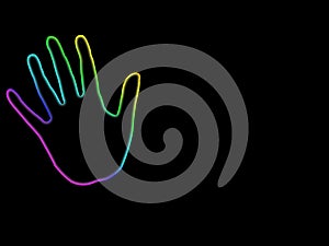 Abstract neon hand