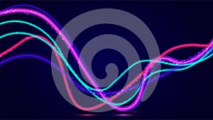 Abstract neon light background, neon waves, neon colorful lines, laser show. illustration
