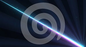 Abstract Neon Light Beam with Bokeh and Rays