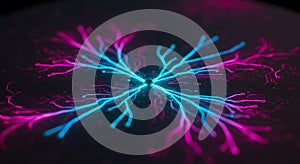 Abstract neon light neural network visualization