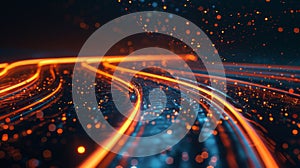 Abstract Neon Light Trails - Generative AI