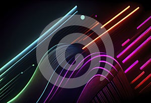 Abstract neon lines. Generative Ai