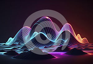 Abstract neon lines. Generative Ai