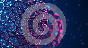 Abstract neon molecular sphere structure