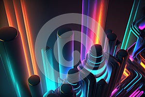 Abstract Neon Party Scene Artwork - generative AI Illustration