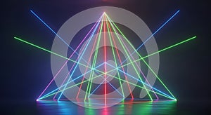 Abstract Neon Pyramid Structure